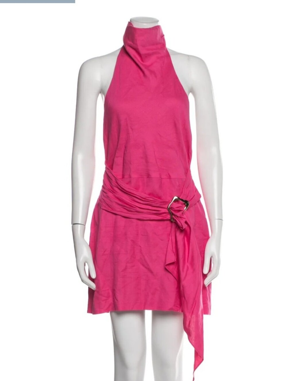 Pink Halter Neck Tie-Waist Dress